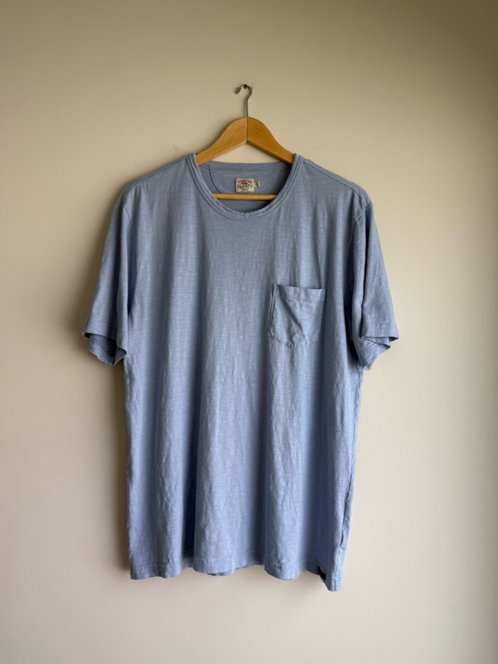 Faherty Pocket T Shirt Large Blue Cotton Crewneck Casual Tee
